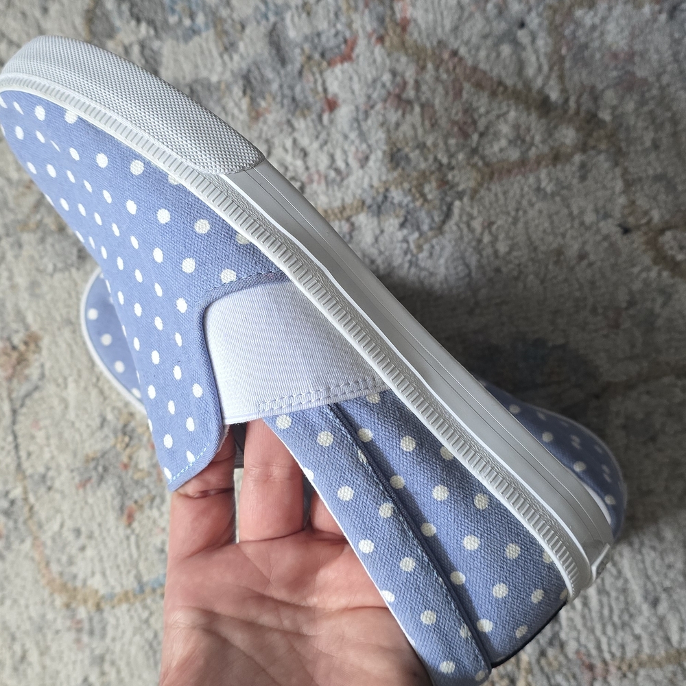 Blue Polka Dot Slip-On Shoes